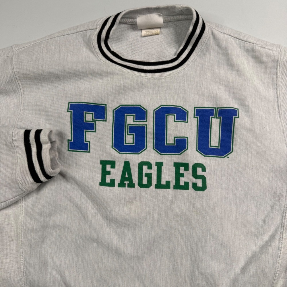 Champion Reverse Weave Sweatshirt Mens Small FGCU Eagles Striped Trim VTG Y2K